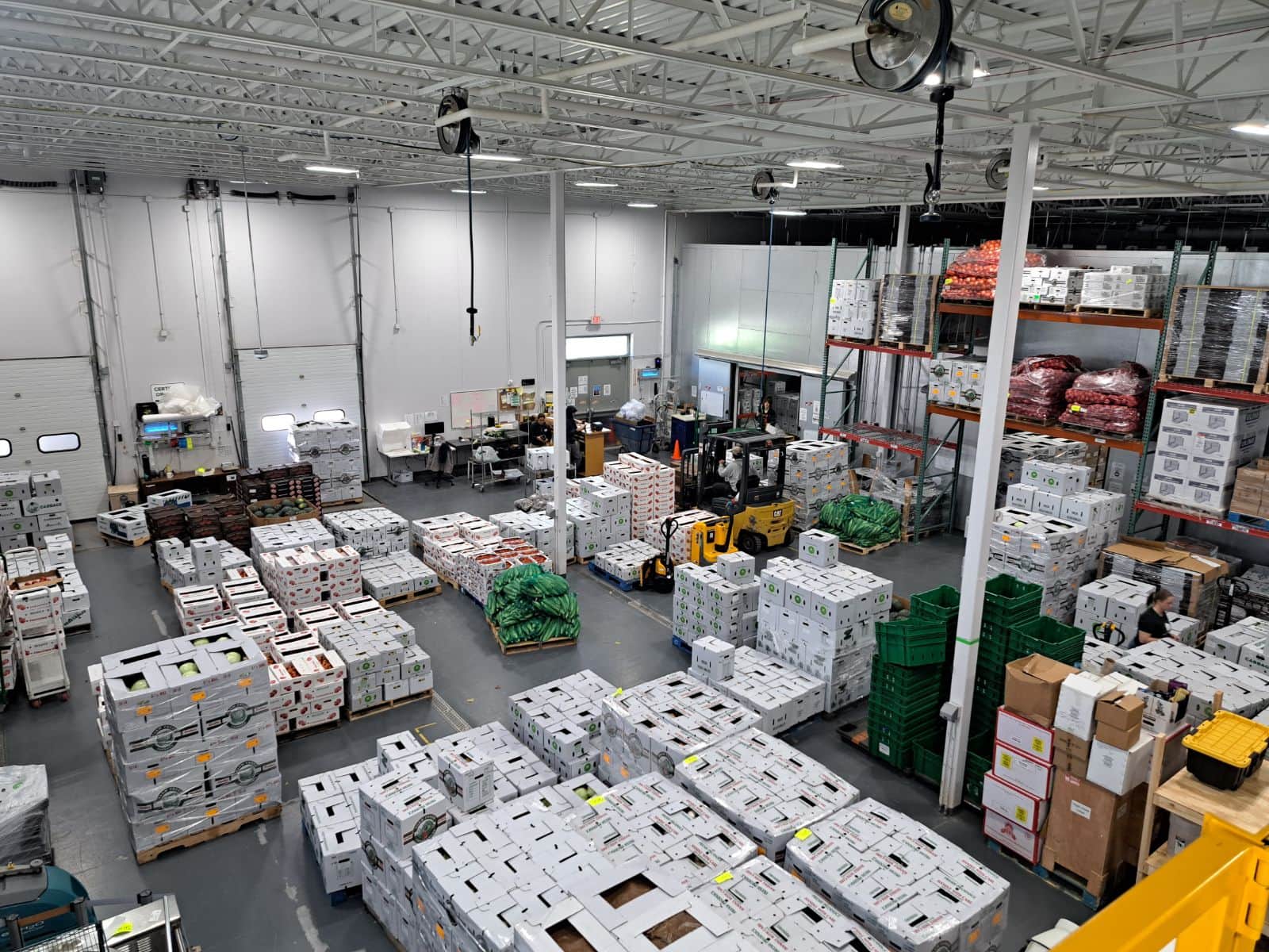 Warehouse filled with boxes of produce