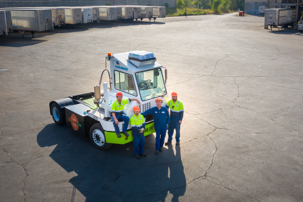 Staff with the R&E Center’s electric yard truck