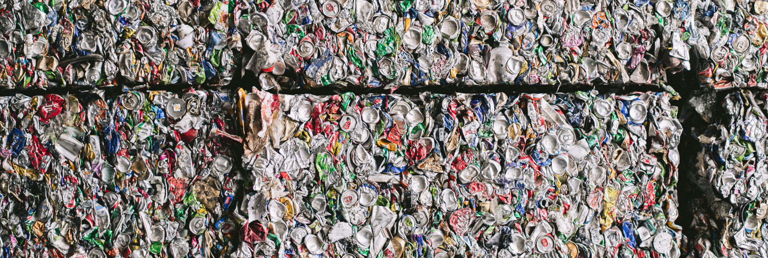 Aluminum cans baled for recycling